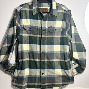 Orvis Blue and Green Plaid Button-Up Shirt
